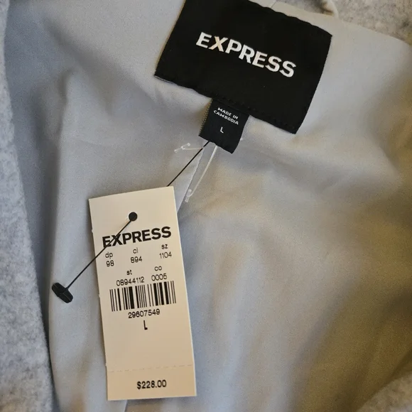 Express Belted Wrap Front Faux Wool Coat Light Gray HAL3 - Picture 5 of 16